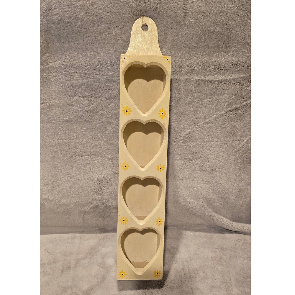 Vintage Wooden Heart Cottagecore Farmhouse Trinket Hanging Shelf 19.5"x3.5"